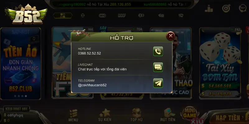 Những Kênh Liên Hệ B52 Club Hiện Có